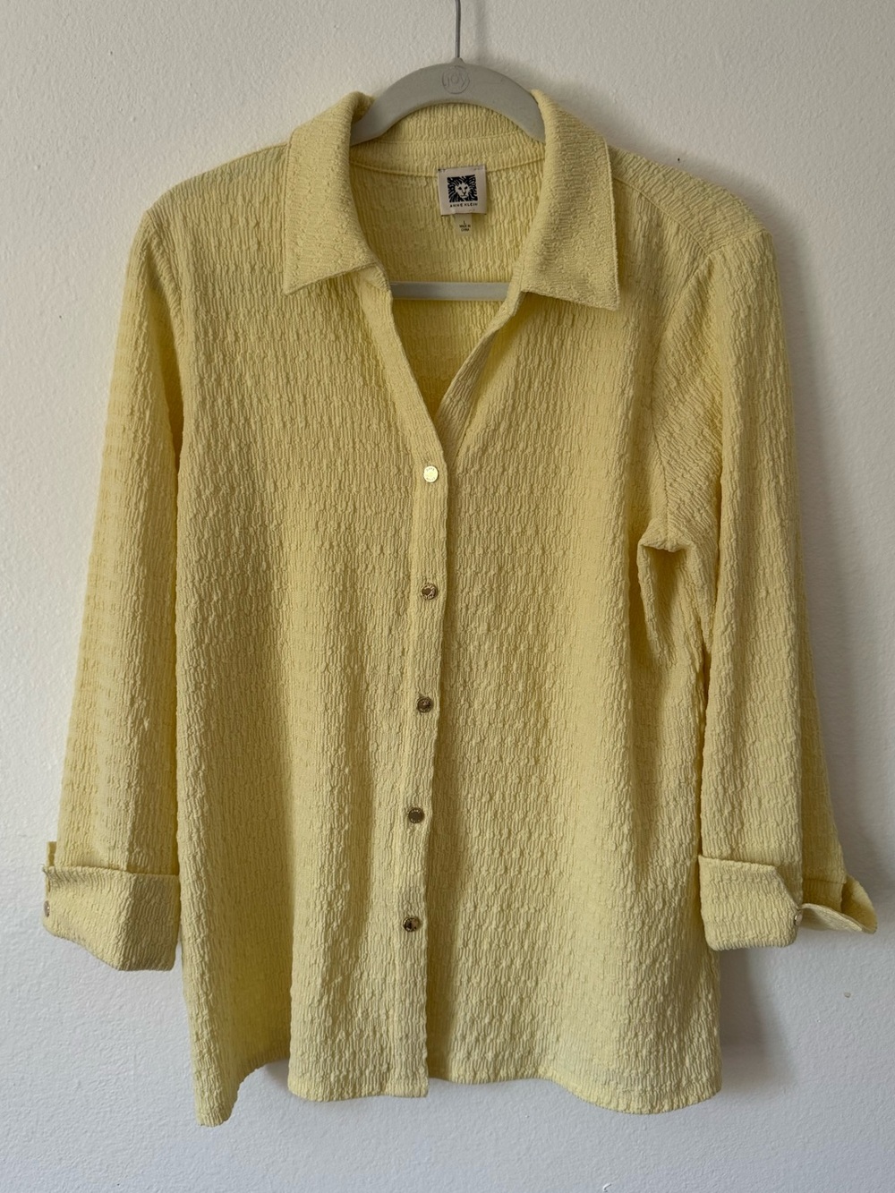 Anne Klein Yellow Button-Up